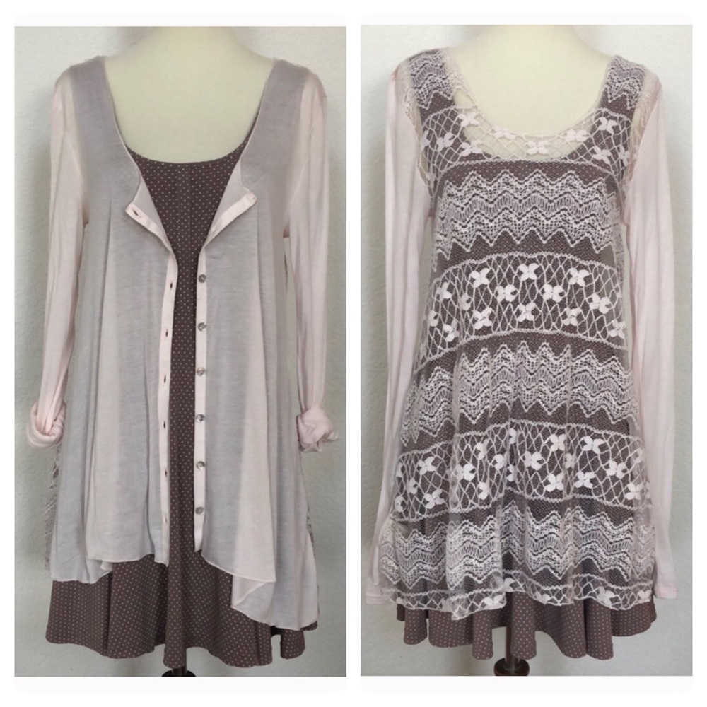 Free people pink button up lace top sz XS